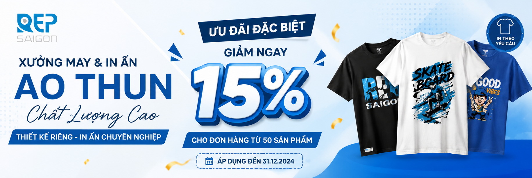 Ưu đãi đặc biệt - Giảm 15% áo thun chất lượng cao